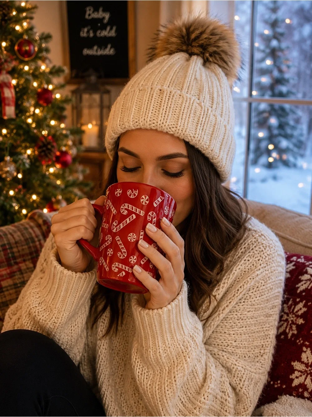 Christmas Cozy Gift Set NWT - Candy Cane Mug and Thermal Socks